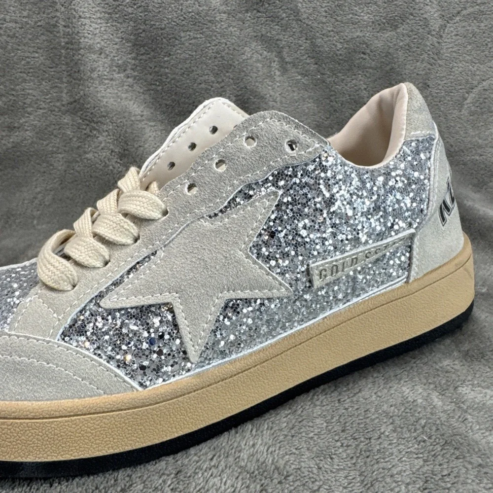 Golden Sneakers Gold S Star Women 7.5 EU 24 Glitter Skateboarding - Picture 5 of 12